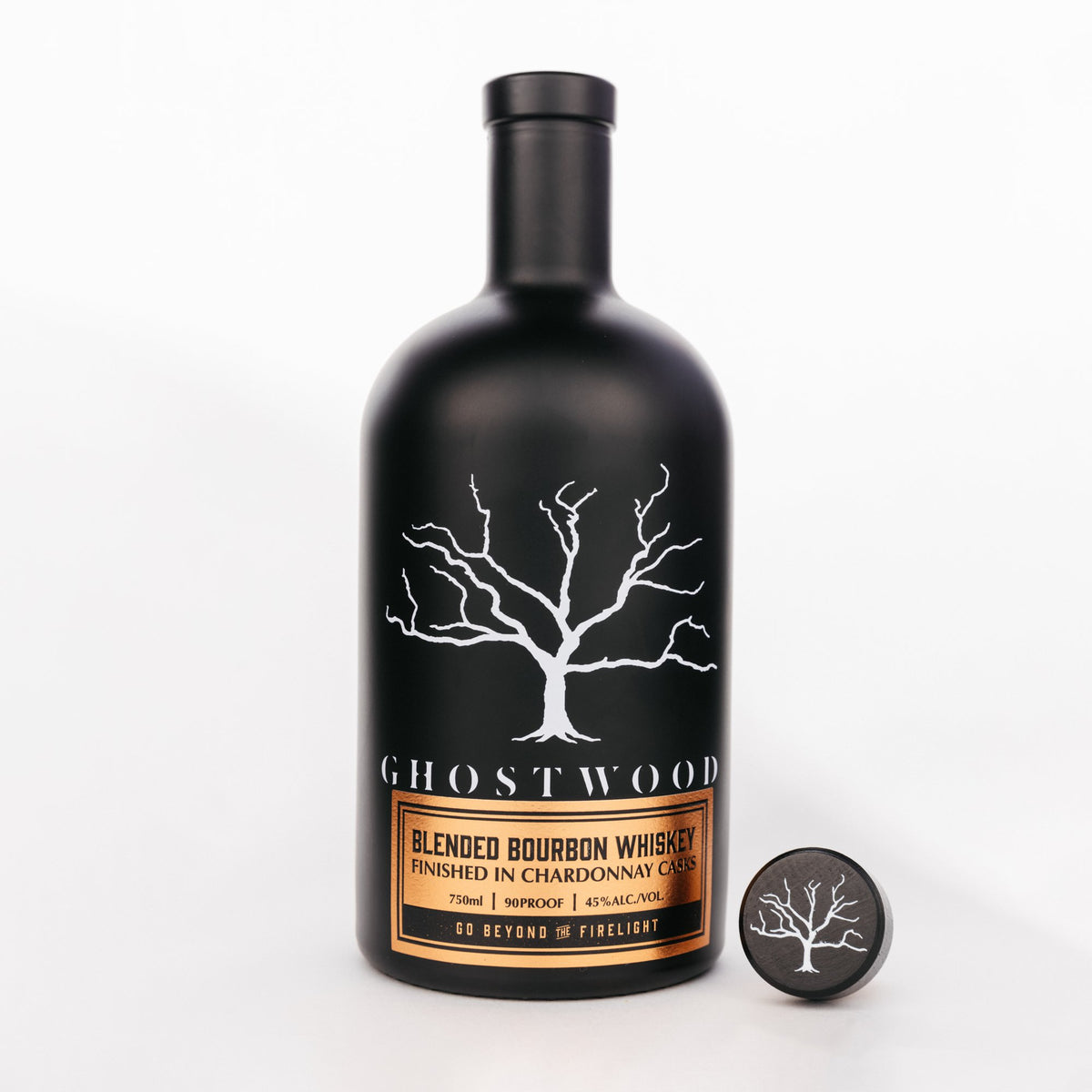 Ghostwood Blended Bourbon finished in Chardonnay Casks, studio bottle and cork