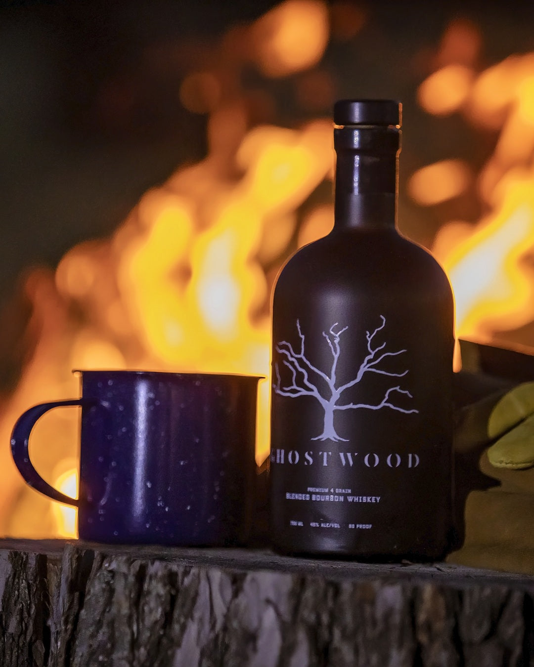 Ghostwood bottle beside the firelight